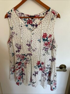 torrid Cream Floral & Polka Dot Sleeveless Tiered Camisole